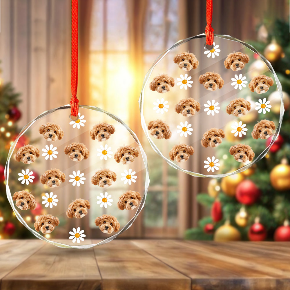 Custom Face Photo With Icon For Pet Lover Glass Ornament TH10 894293