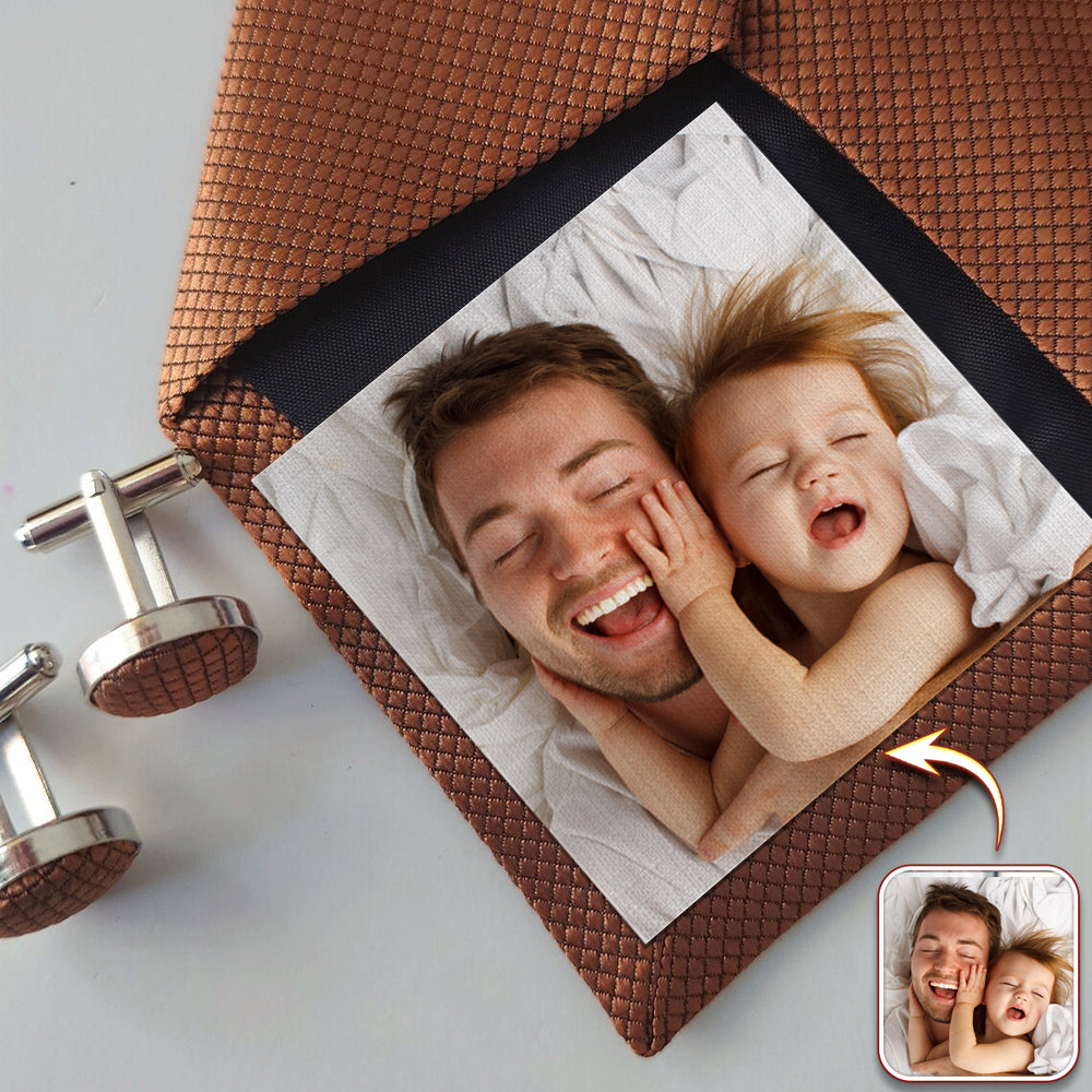 Custom Dad & Daughter, Family Photo Tie Patch For Men Gift For Father, Dad, Grandpa HA75 897892