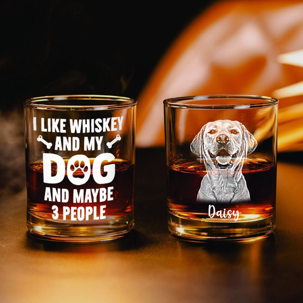 I Like Whiskey And My Dogs Custom Dog Photo Whiskey Glass Gift for Dog Lovers CH07 895732