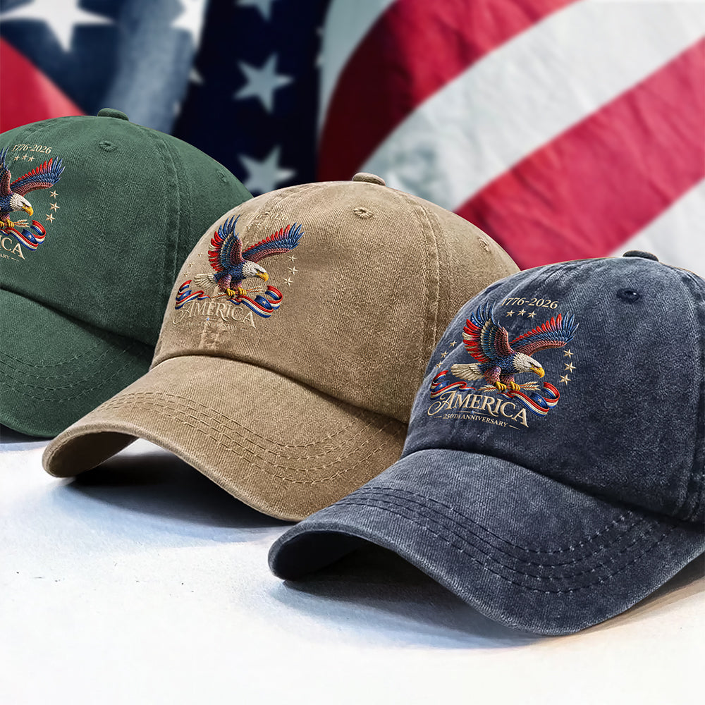 Custom Name US 250 Years Anniversary Eagle Embroidered Baseball Cap HO82 901698