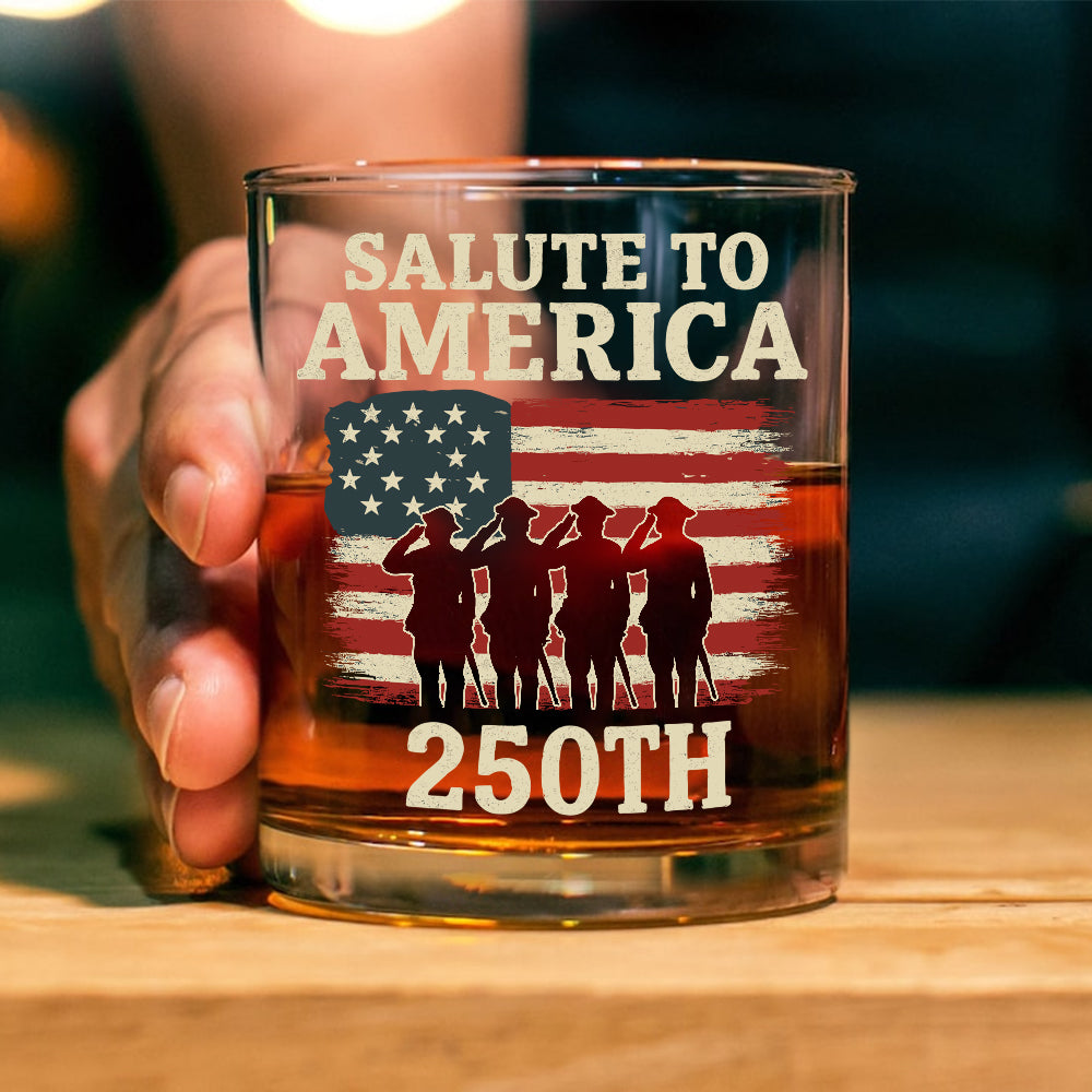 Salute To America 250th Veteran Whiskey Glass Happy America 250 Gifts CH07 896726
