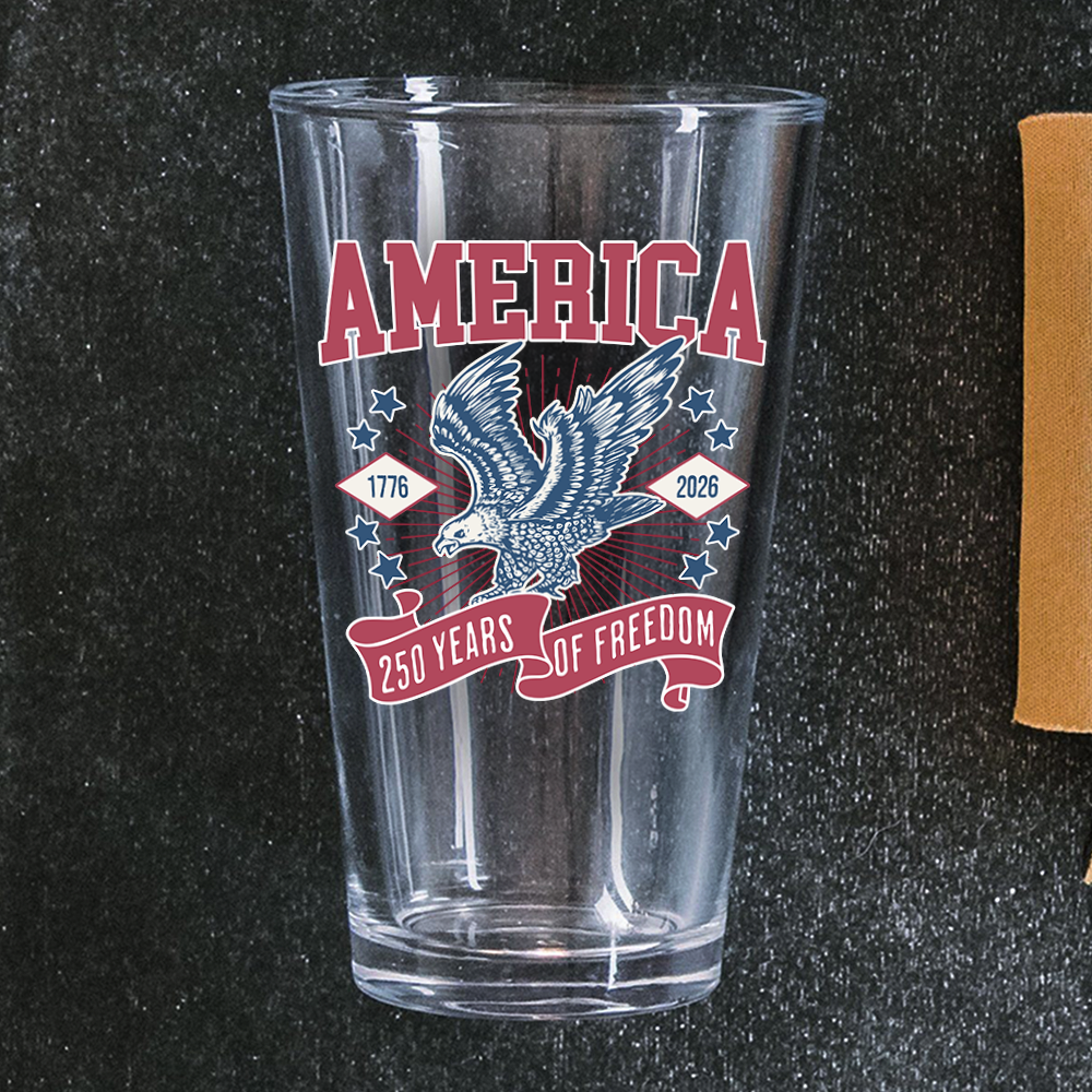 America 1776 - 2026 250 Years Of Freedom Print Beer Glass HA75 897028