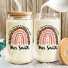 Personalized Rainbow Teacher Glass Can With Lid Teacher Apprecation Gift Back to School Gift CH07 896182