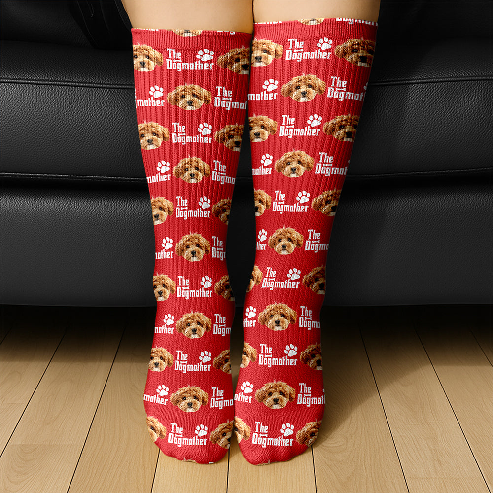 Custom Puppy Photo The Dog Father with Pawprints Design - Personalized Socks LM32 897279
