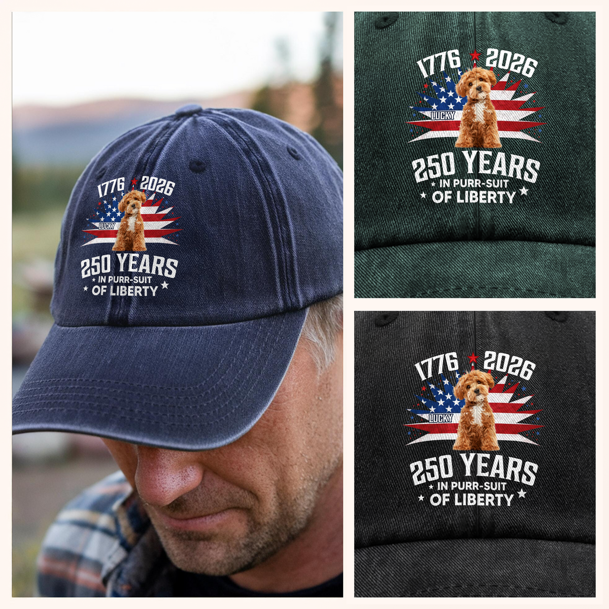 Custom Photo Freedom Vintage Washed Denim Baseball Cap HO82 901228