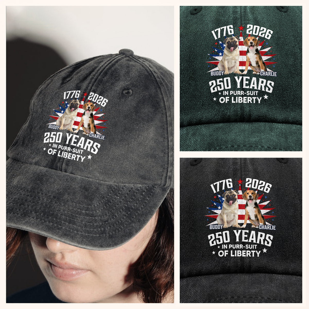 Custom Photo Freedom Vintage Washed Denim Baseball Cap HO82 901228
