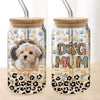 Custom Photo Leopard Pet Mom Mother's Day Glass Can With Lid TH10 892523