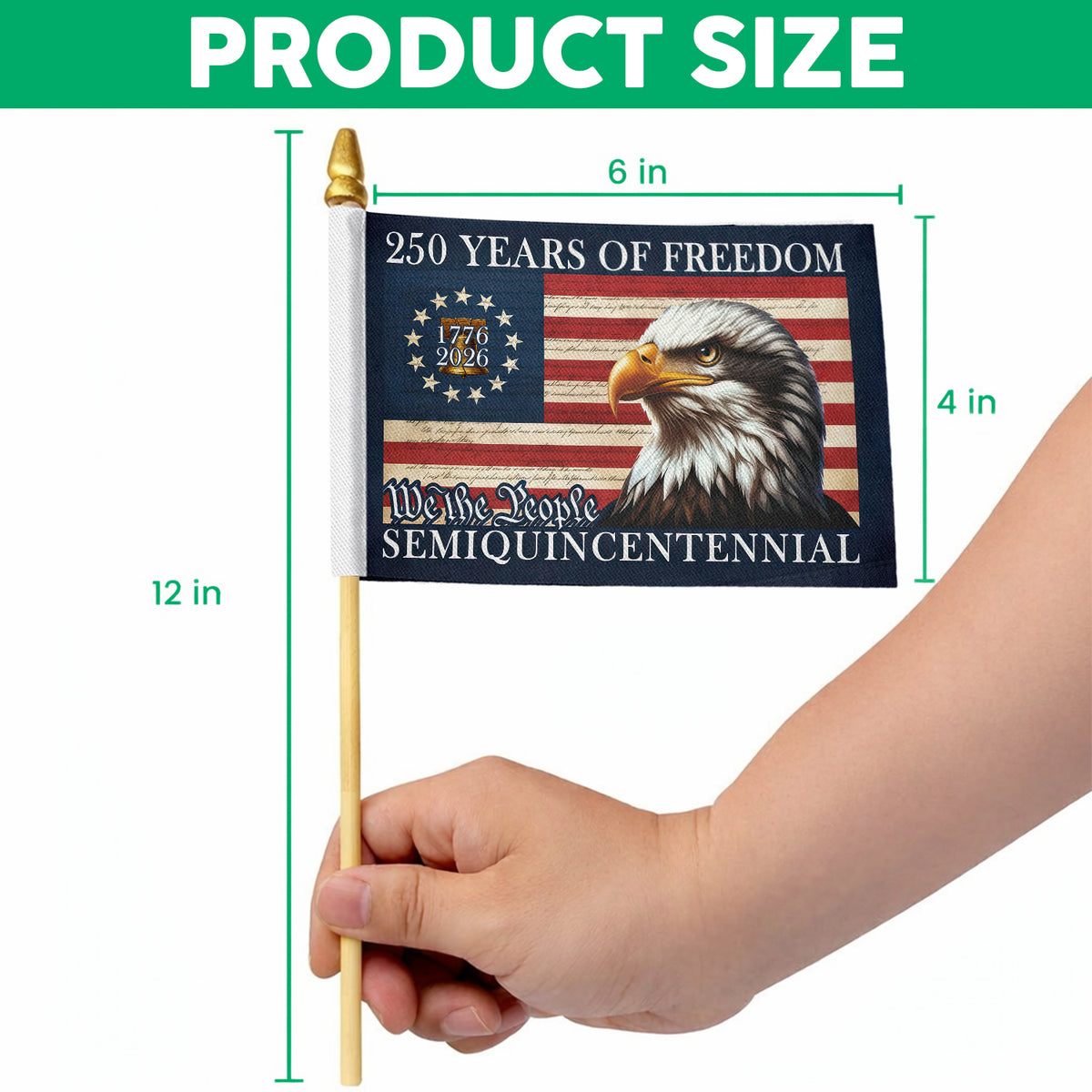 250 Years of Freedom American, Patriotic Eagle American Handheld Flag HO82 900928