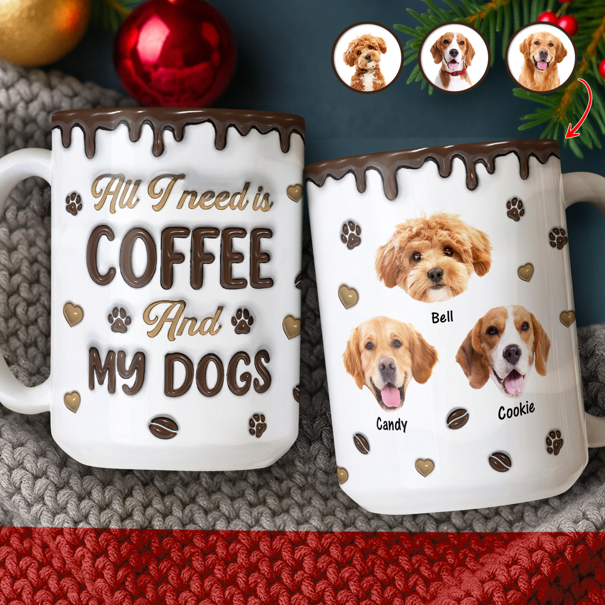 Custom Photo Coffee And Dog - Personalized 3D Inflated Effect Mug LM32 895129