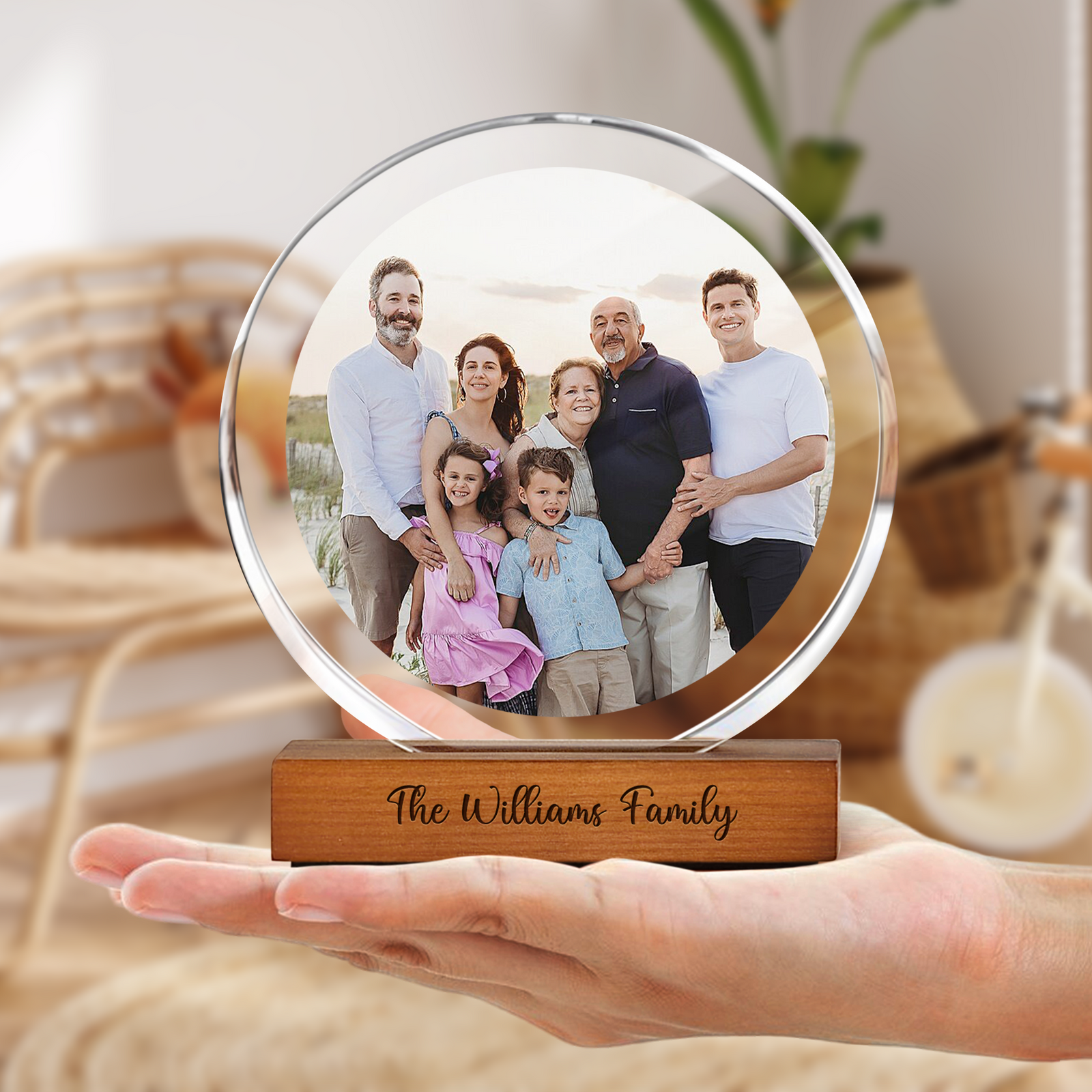 Custom Family Photo Round Acrylic Frame Block Gift CH07 896034