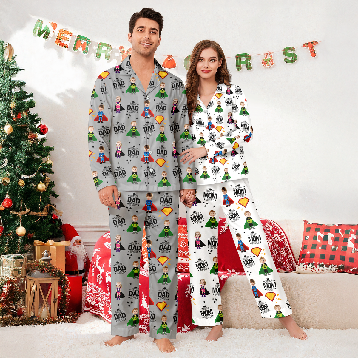 Custom Face Kid Best Mom Ever, Best Dad Ever Pajamas HA75 892878