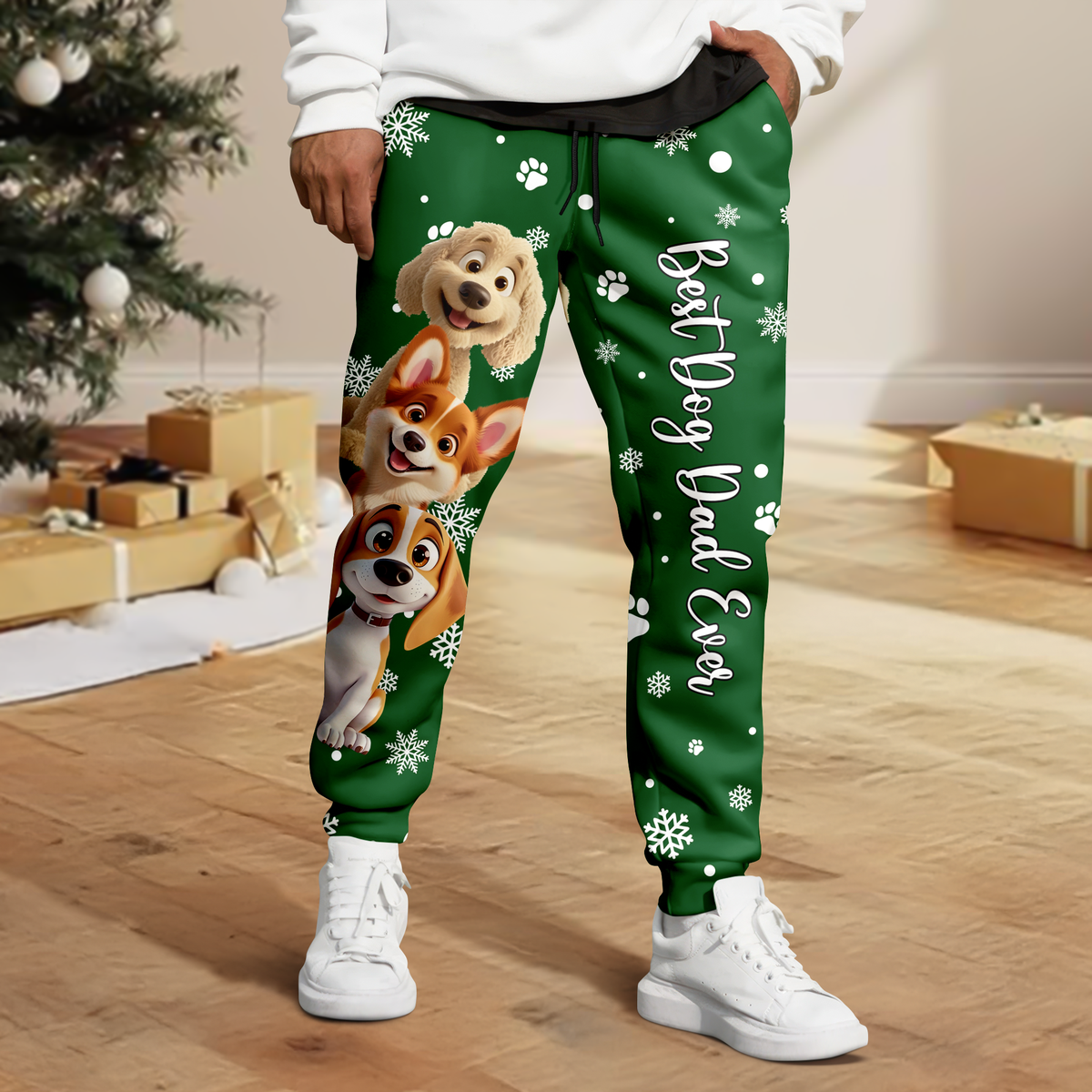 Custom Cute 3D Dog Dog Best Dad Ever, Best Dog Mom Ever Sweatpants HA75 898190