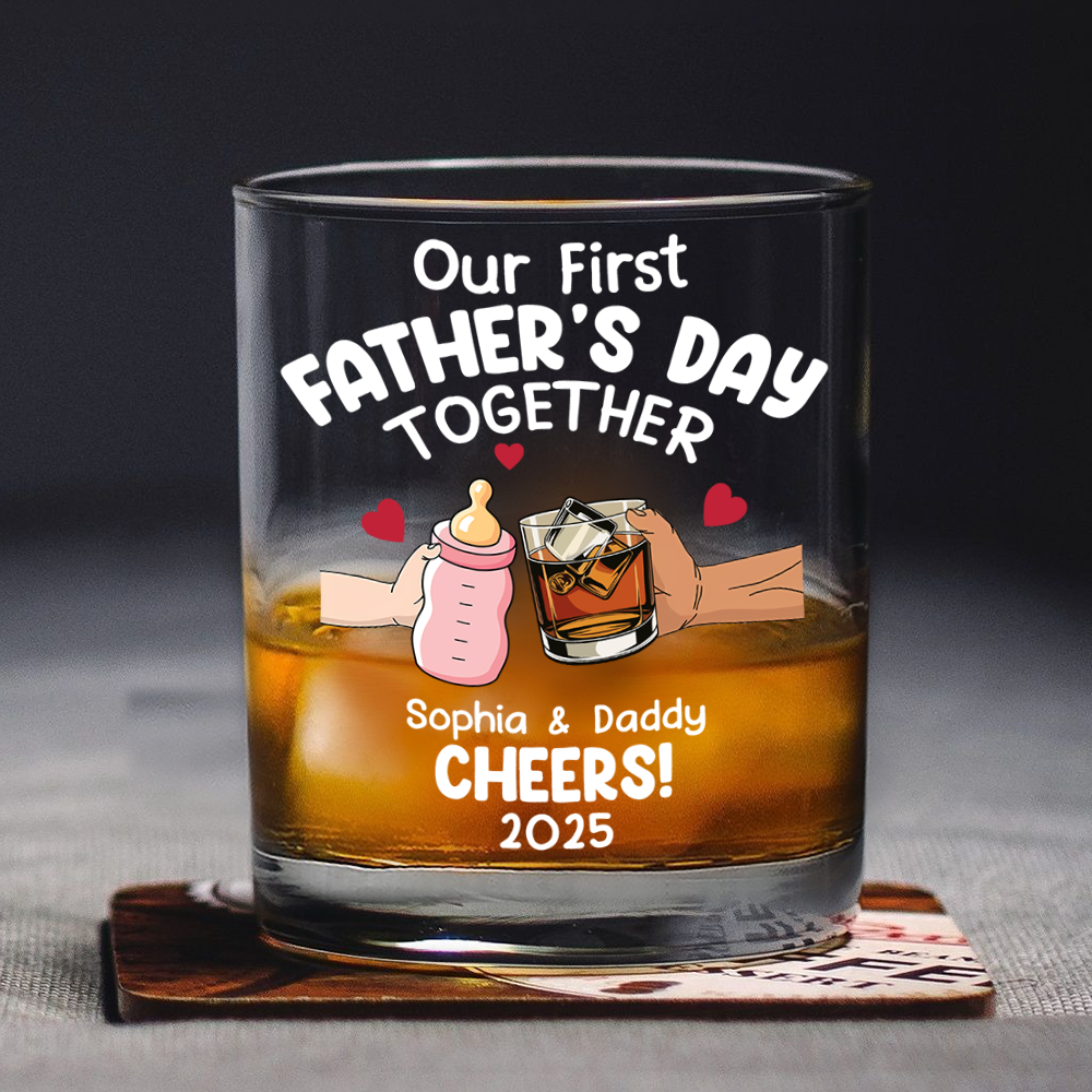 Personalized Funny Our First Fathers Day Rock Glass LM32 893665