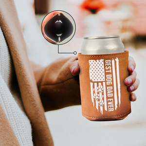 Best Dog Dad Ever Paw American Flag Leather Can Cooler Holder Gift For Dog Lovers HO82 894106