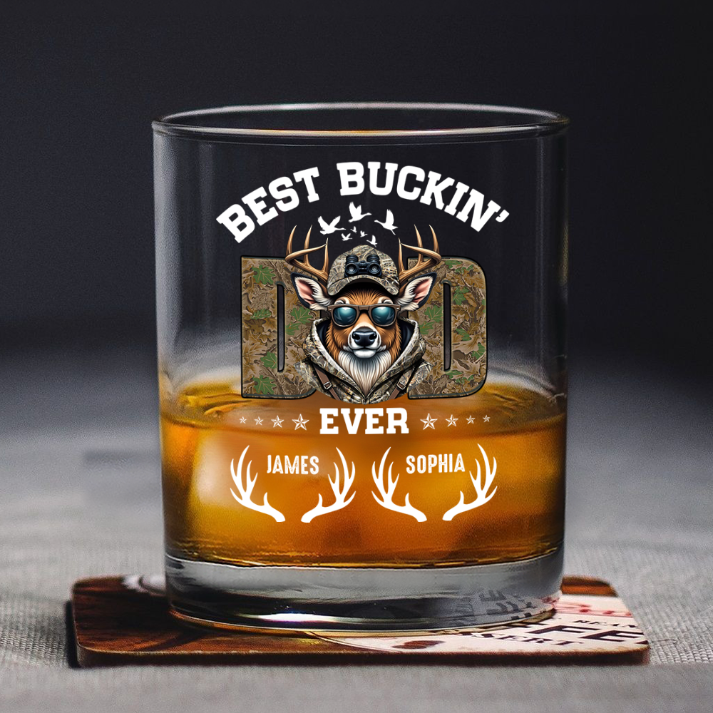 Best Buckin' Dad Hunter Whiskey Glass Personalized Gift For Hunter, Dad HO82 893806