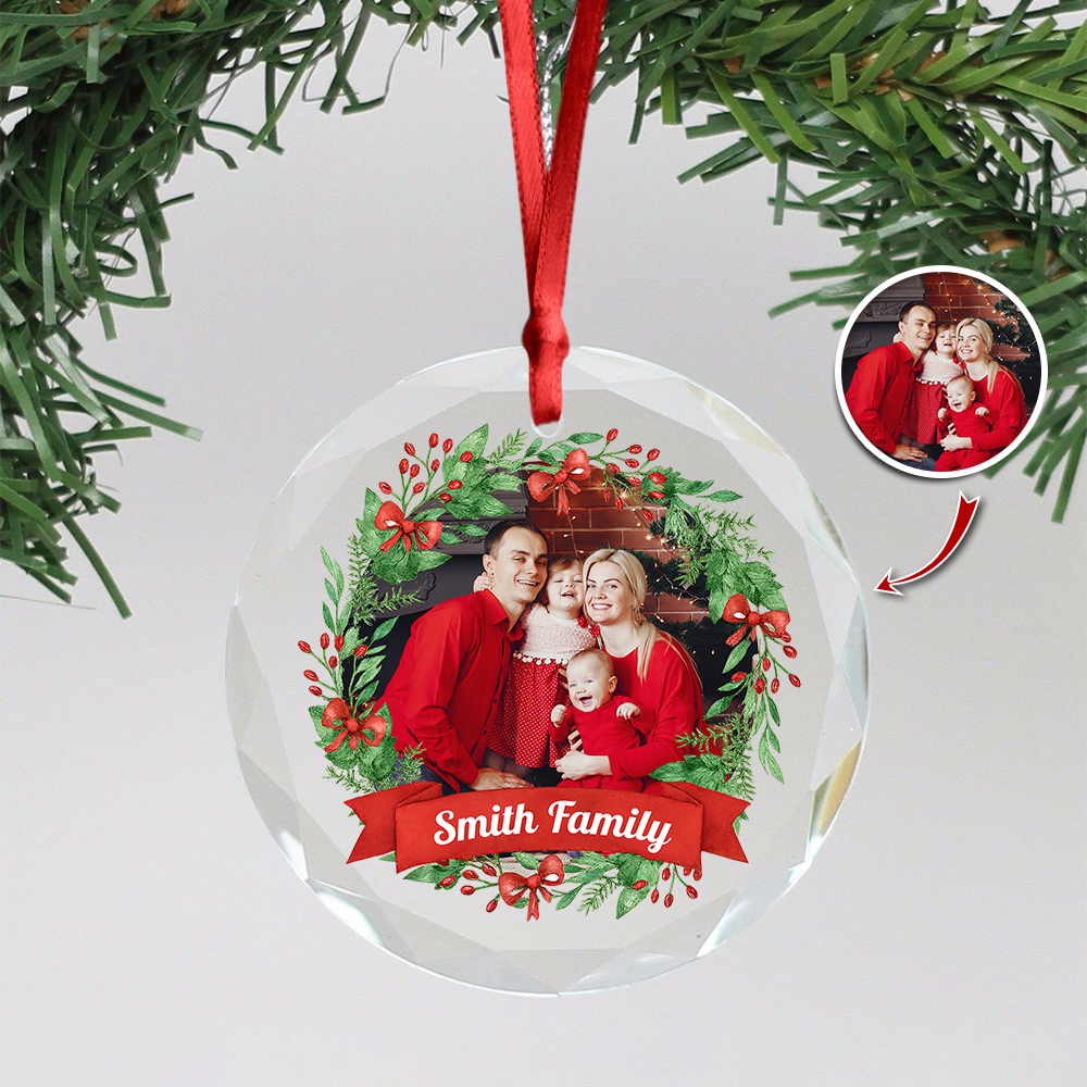 Custom Family Crystal Photo - Personalized Glass Ornament For Christmas TH10 894829