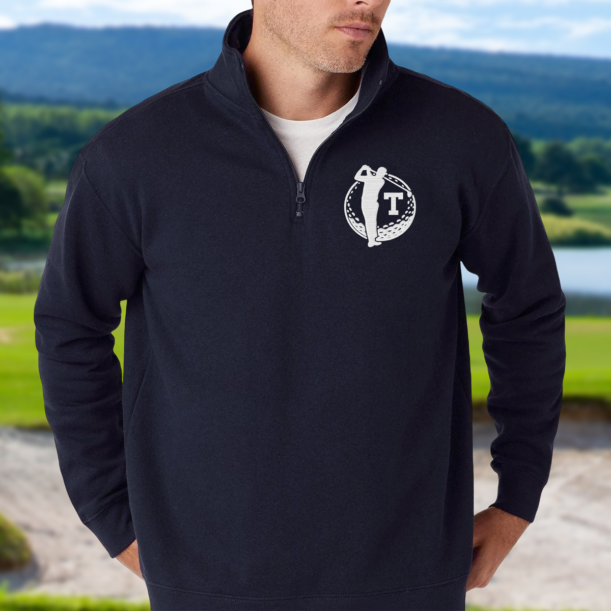 Custom Initial Name Embroidered Quarter Zip Sweater Gift For Golf Lovers CH07 910020