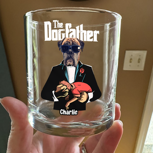 Custom Dog Photo The Dogfather Whiskey Glass Personalized Gift For Dog Dad HO82 893870