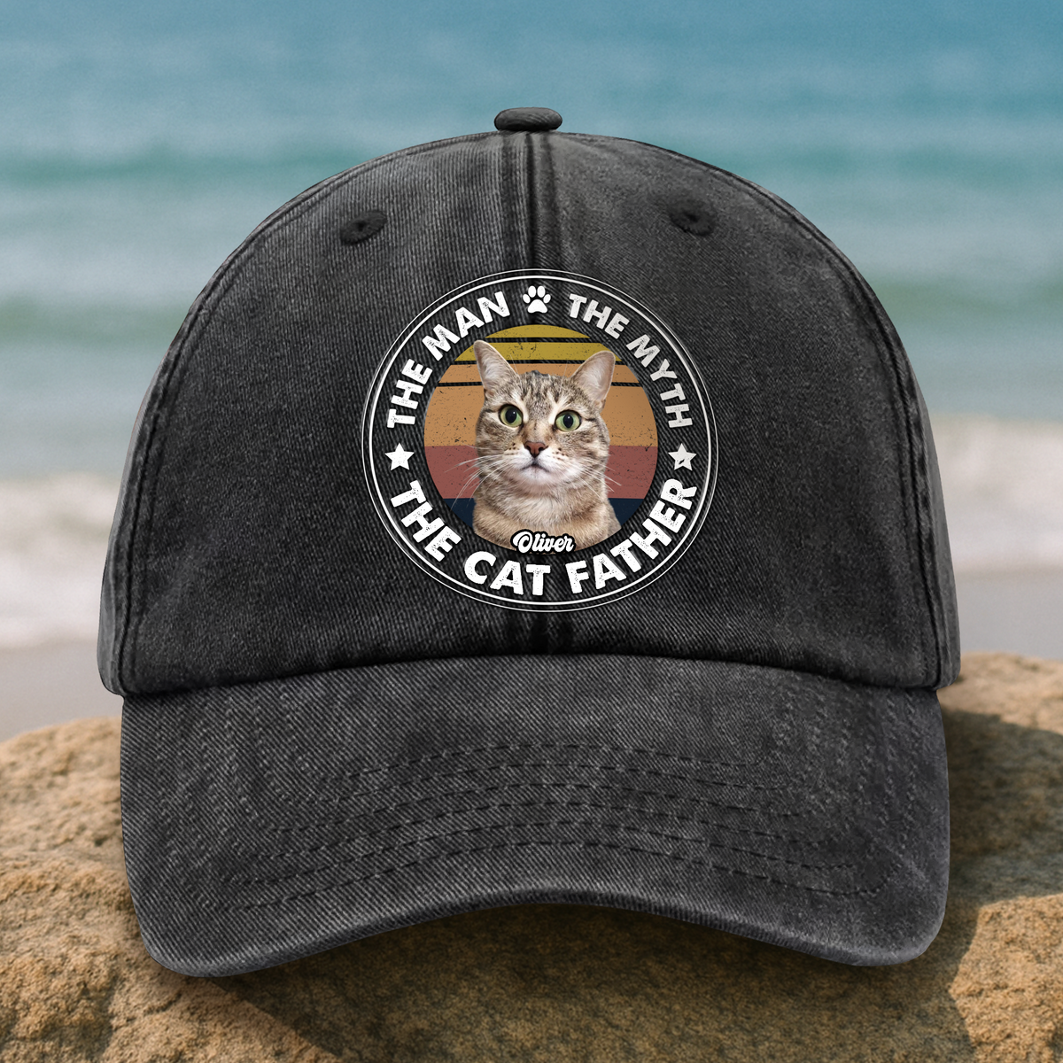 Custom Photo The Man The Myth The Dog Father Washed Denim Baseball Cap CH07 895864