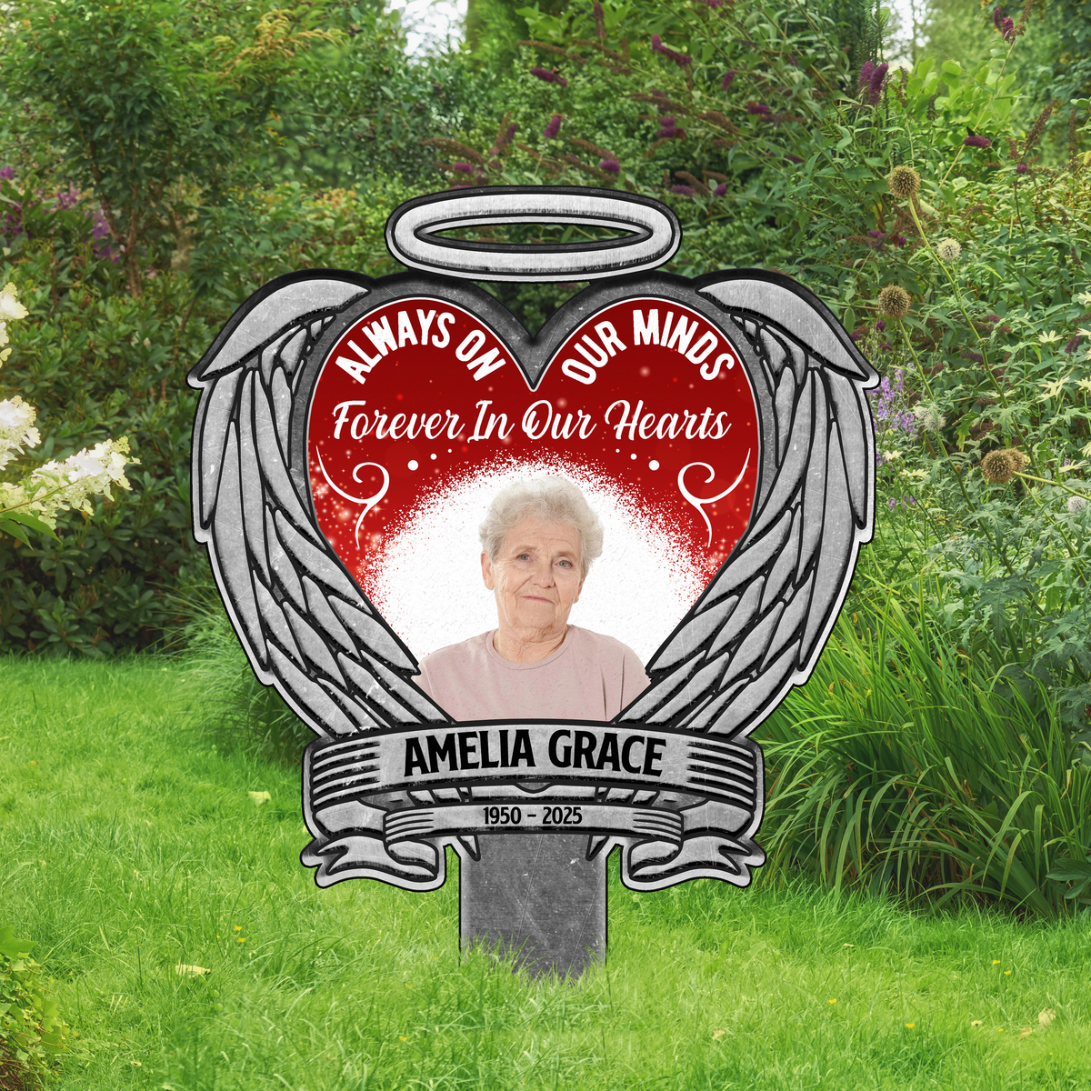 Custom Photo Always On Our Minds - Forever In Our Hearts Garden Stake HA75 892702