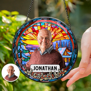 Custom Photo and Name Grandparent Memorial Stained Glass Suncatcher HA75 897150