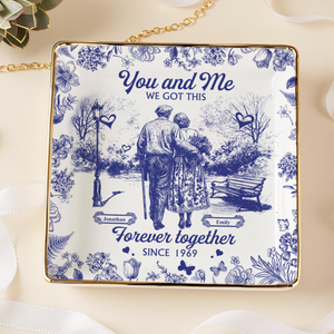 You & Me We Got This Personalized Couple Toile De Jouy Jewelry Dish LM32 893993