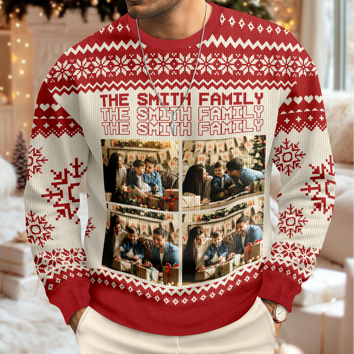 Custom Photo Family Gathering Festive Vibe - Personalized Unisex Ugly Sweater CH07 896960