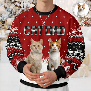 Custom Cat Photo - Cat Mom Cat Dad Christmas Pattern Ugly Sweater Christmas Gift HA75 897612