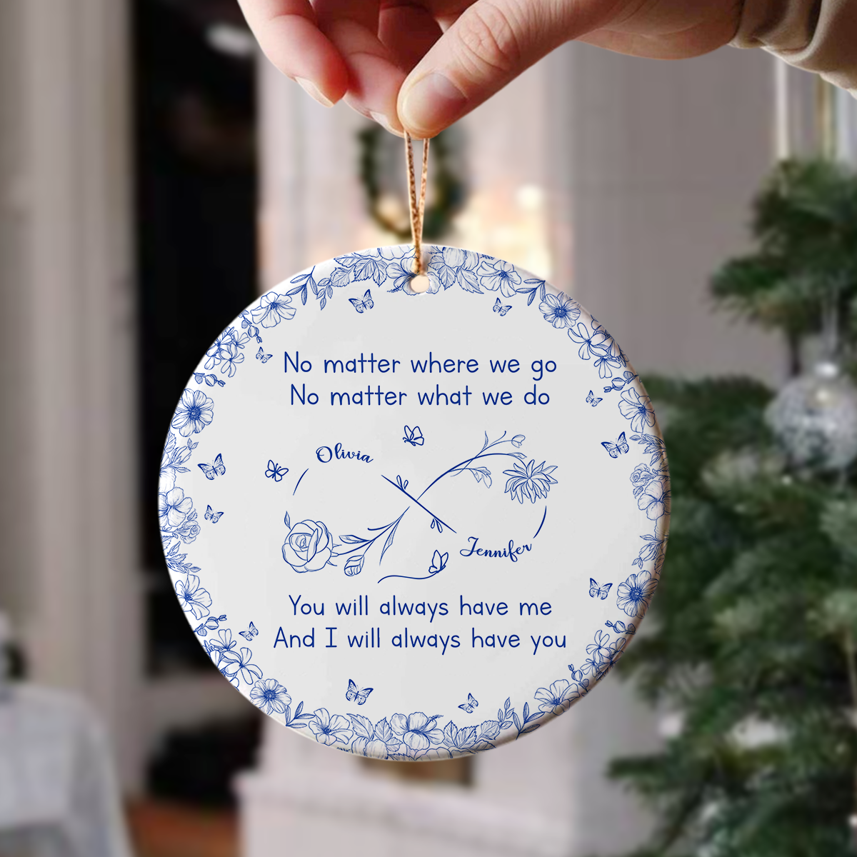 No Matter Where We Go Toile De Jouy Style Personalized Ceramic Ornament HA75 898116