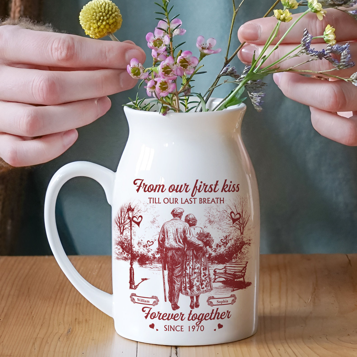 You & Me We Got This Personalized Couple Toile De Jouy Vase LM32 893965