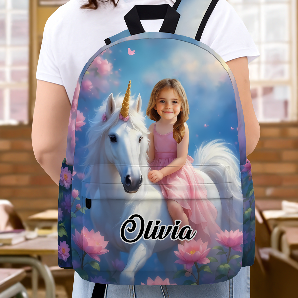 Custom Photo Boy Riding Dinosaur Backpack Back To School Gift For Son Daughter CH07 896466