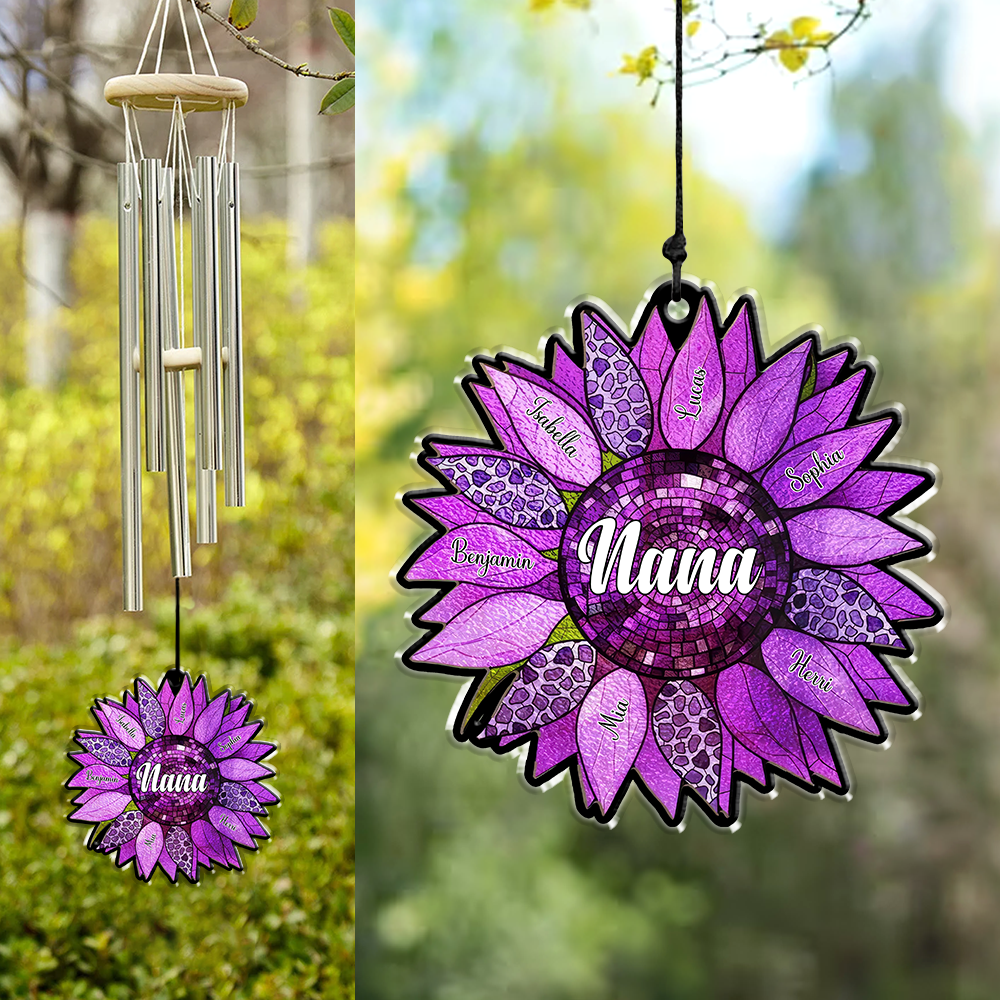 Personalized Name Nana Auntie Mom Family Sunflower Acrylic Wind Chimes LM32 893945