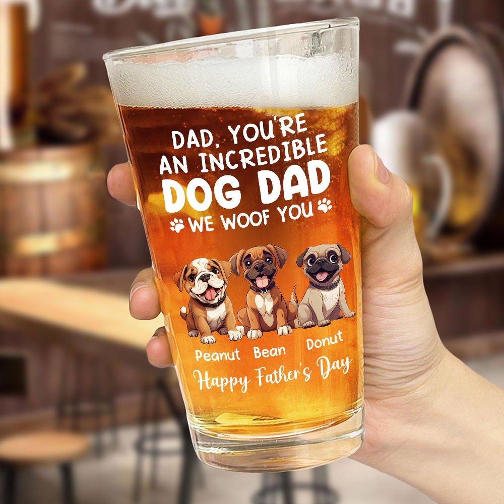 Custom Photo Incredible Dog Dad Beer Glass Father's Day Gift CH07 895984