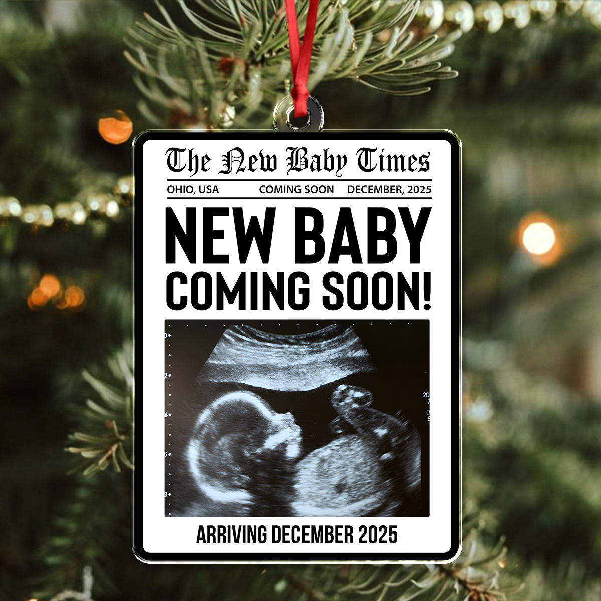 Custom Photo New Baby Coming Soon Acrylic Ornament Christmas Gift For Family HO82 894752