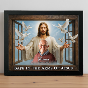 Custom Photo Safe In The Arms Of Jesus Memorial Picture Frame LM32 893901