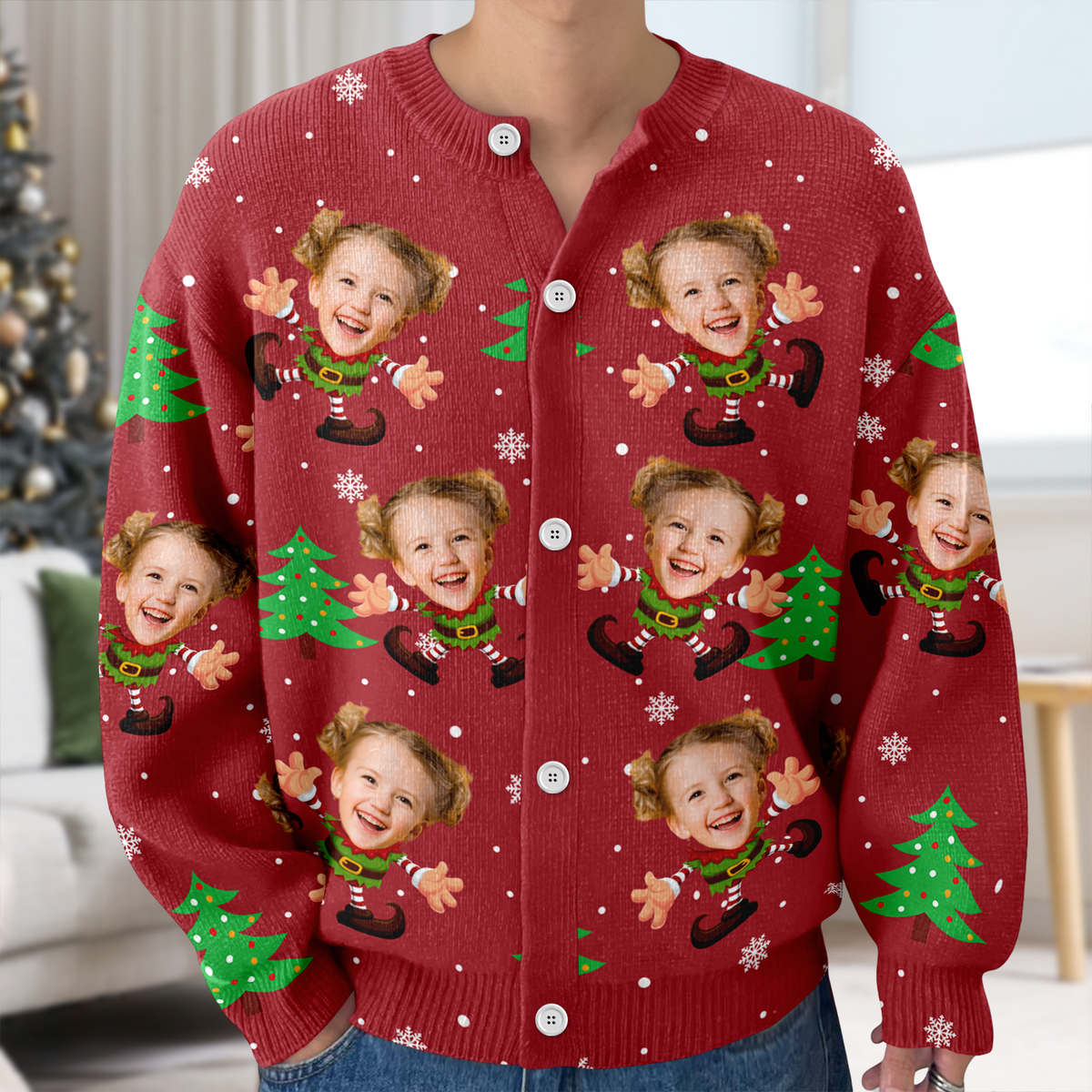 Custom Face Xmas Elves Cardigan Gift For Family HO82 900270