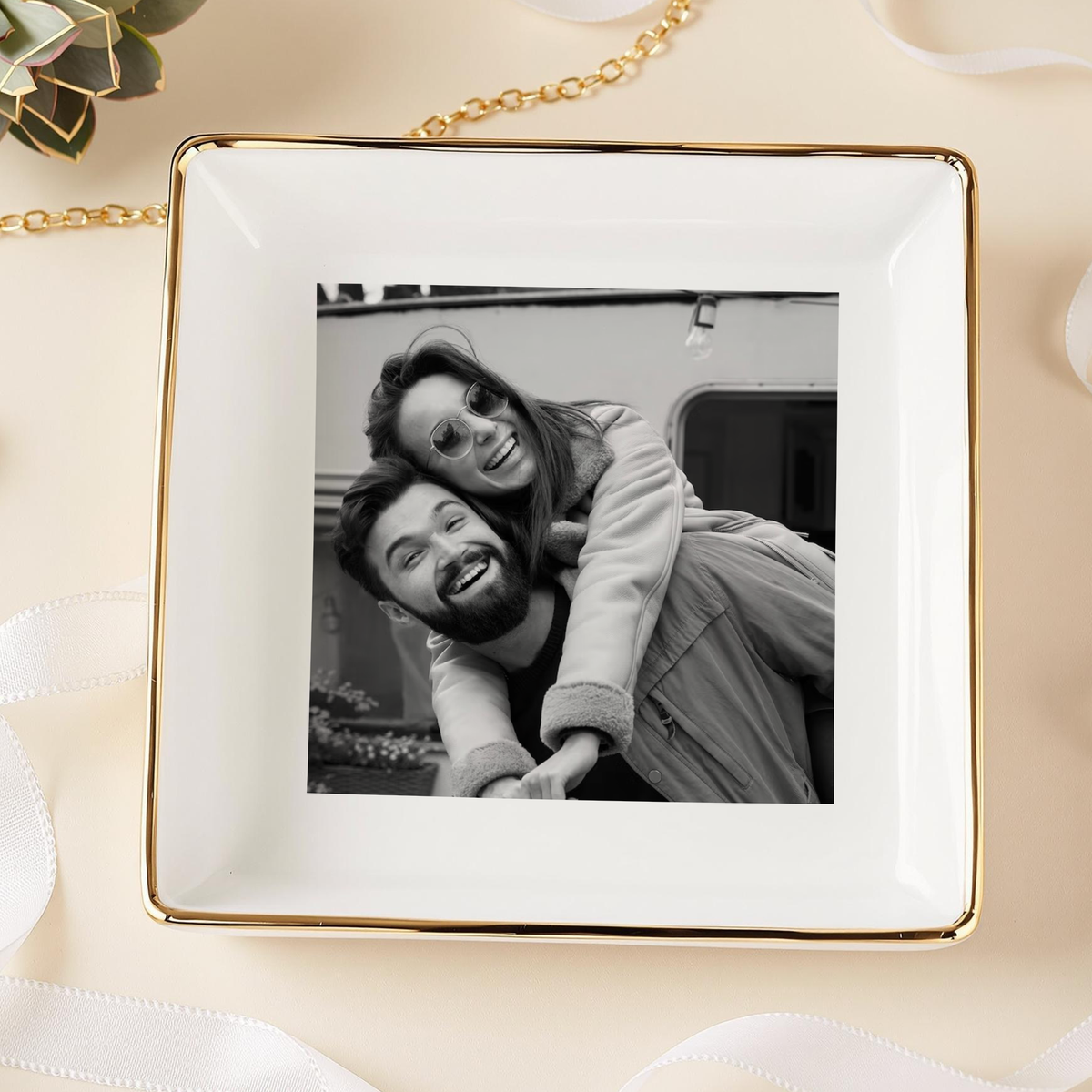 Custom Photo Jewelry Dish Gift For Couple TH10 896543