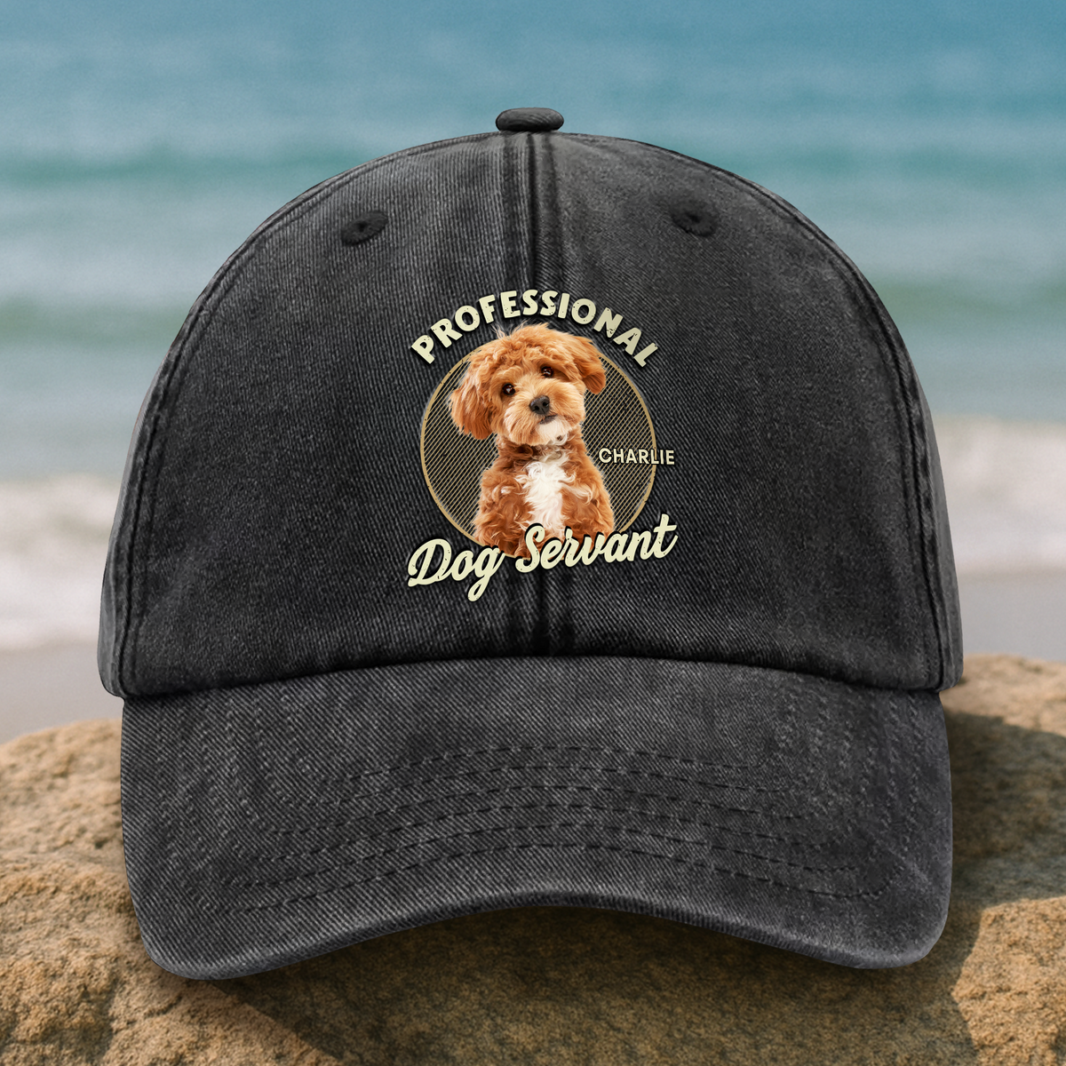 Custom Photo Servant Of Dog Cat Washed Denim Baseball Cap Gift For Dog Cat Lovers HO82 893960