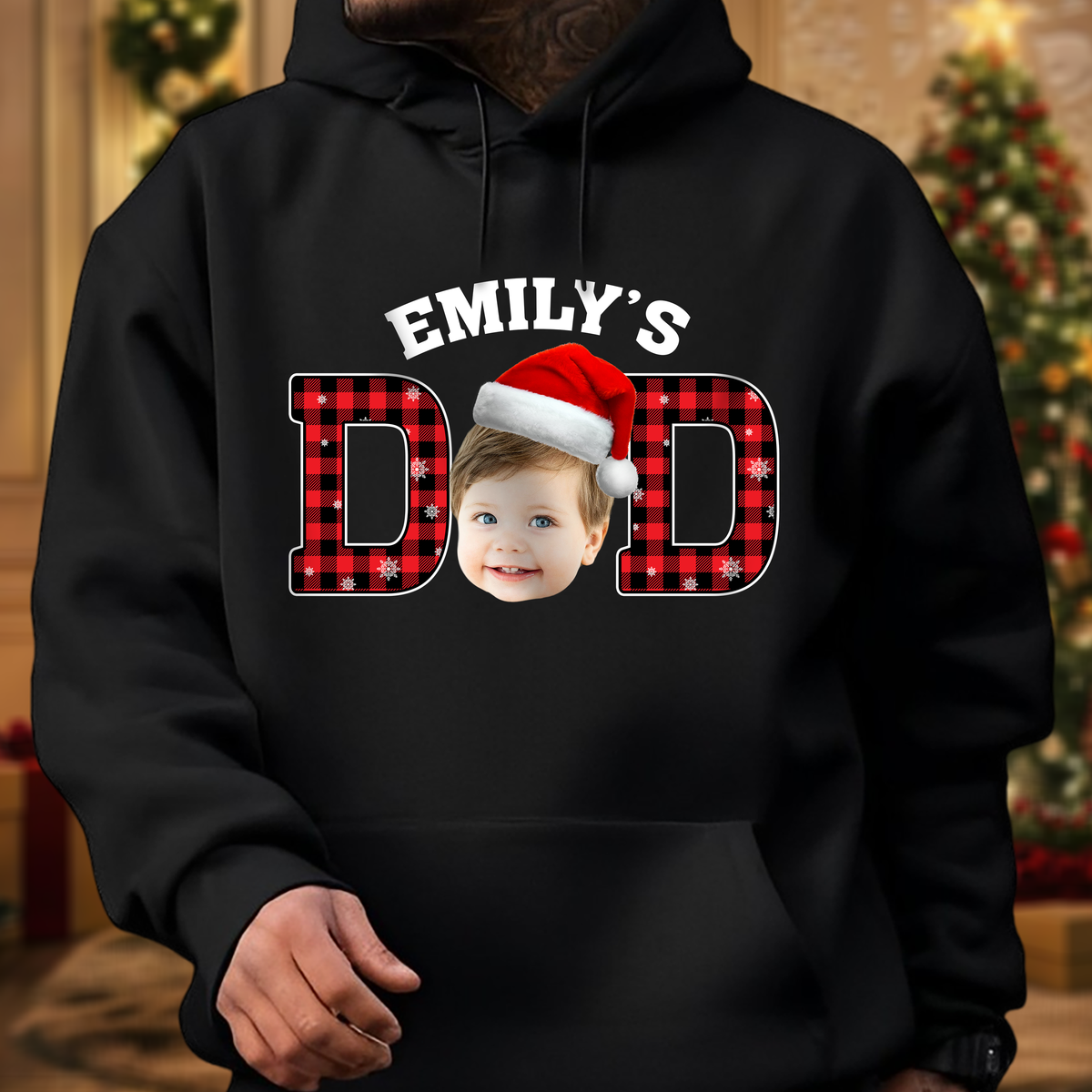 Custom Kid Face Dark Shirt Christmas Gift For Dad Mom HO82 894404