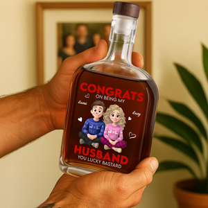 Personalized Congrats On Being My Husband You Lucky Bastard Whiskey Bottle HA75 897988