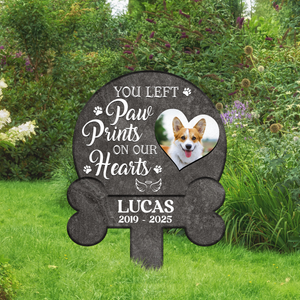 Custom Photo Your Pawprints Stay In My Heart Memorial Dog Garden Stake HA75 892772