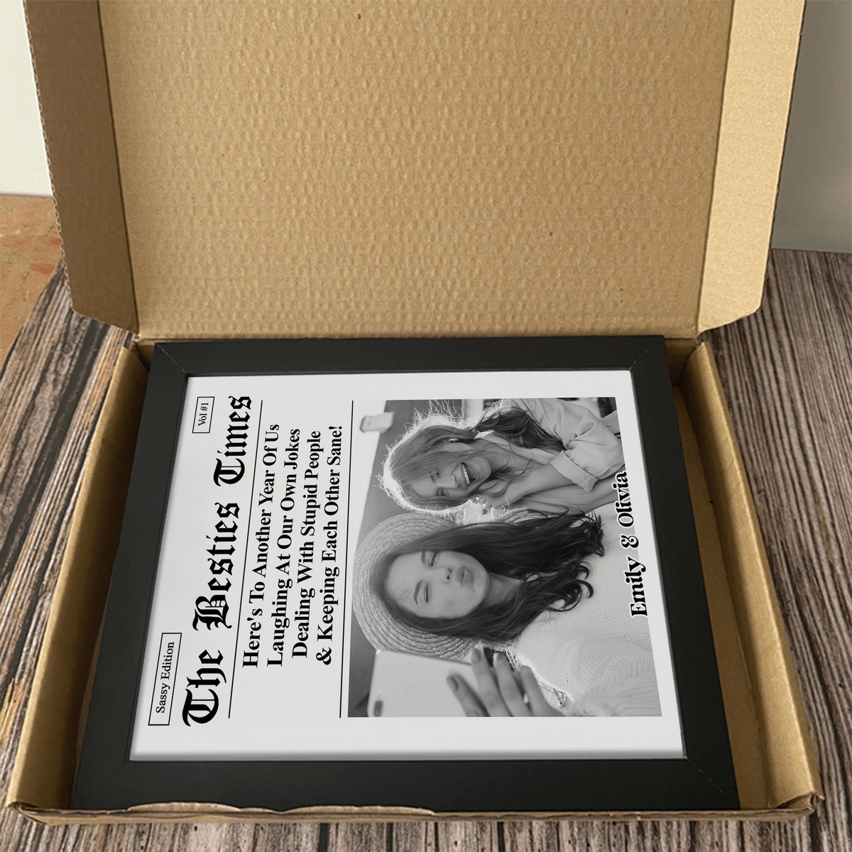 Custom Photo Bestie Time Here's To Another Year Of Us Newspaper Picture Frame LM32 895437