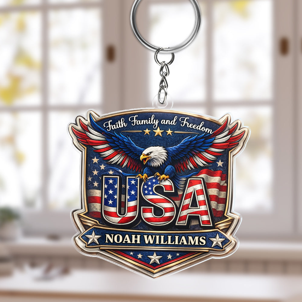 Personalized Faith, Family & Freedom 250 Years America Acrylic Keychain HA75 921016