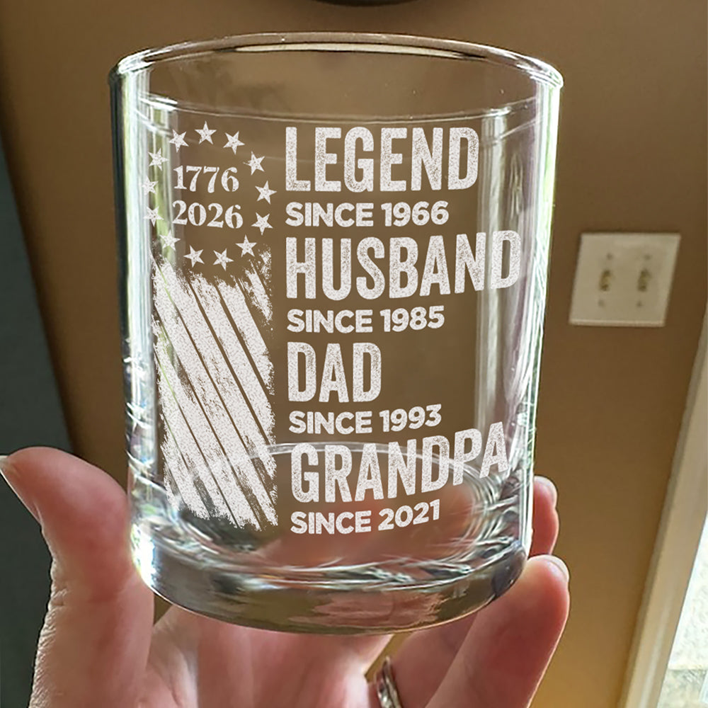 Personalized Legend, Husband, Dad And Grandpa Engraved Rock Glass HA75 920594