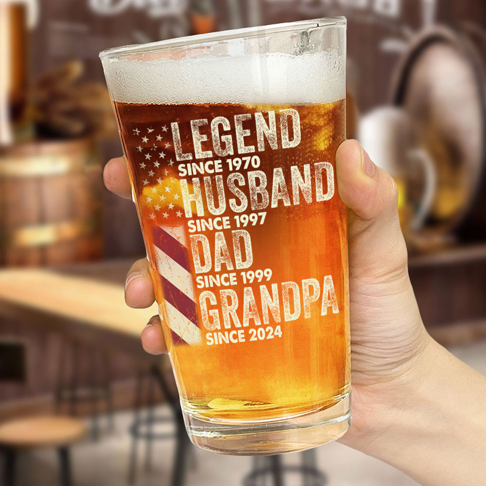 Personalized Legend Husband Dad Grandpa Print Beer Glass TH10 892941