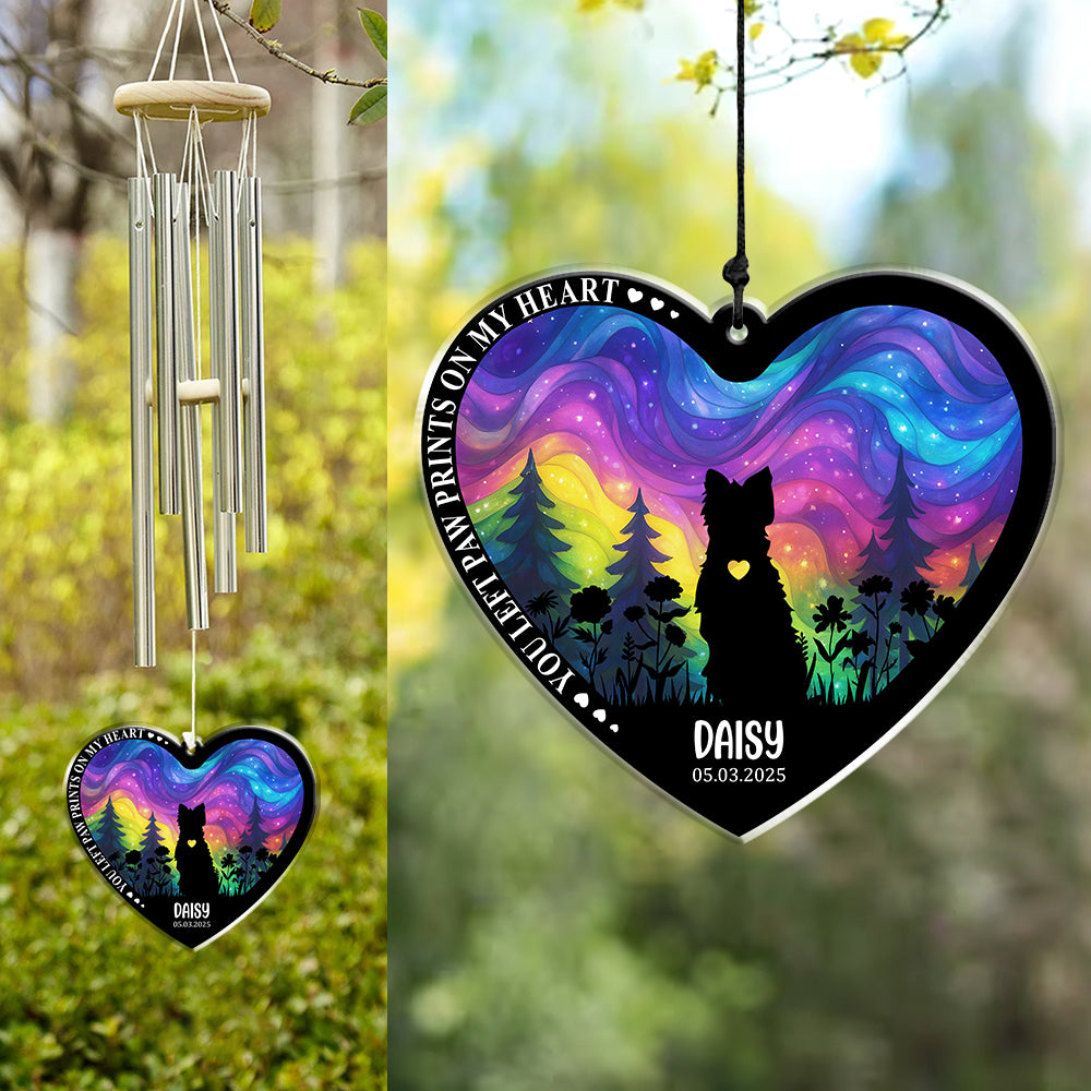 You Left Paw Prints On My Heart - Personalized Dog Memorial Acrylic Wind Chimes CH07 896238
