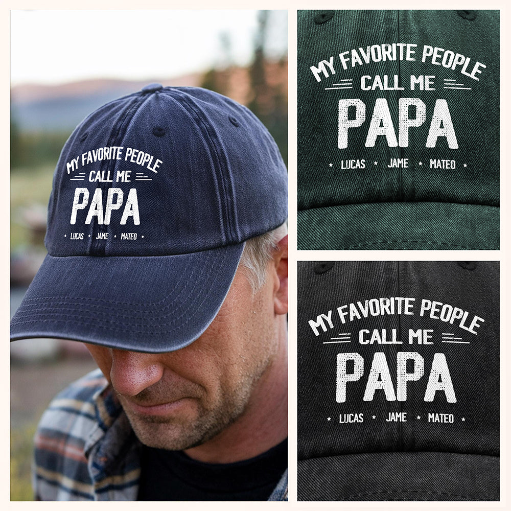 Personalized My Favorite People Call Me Daddy Vintage Washed Denim Baseball Cap HO82 894450