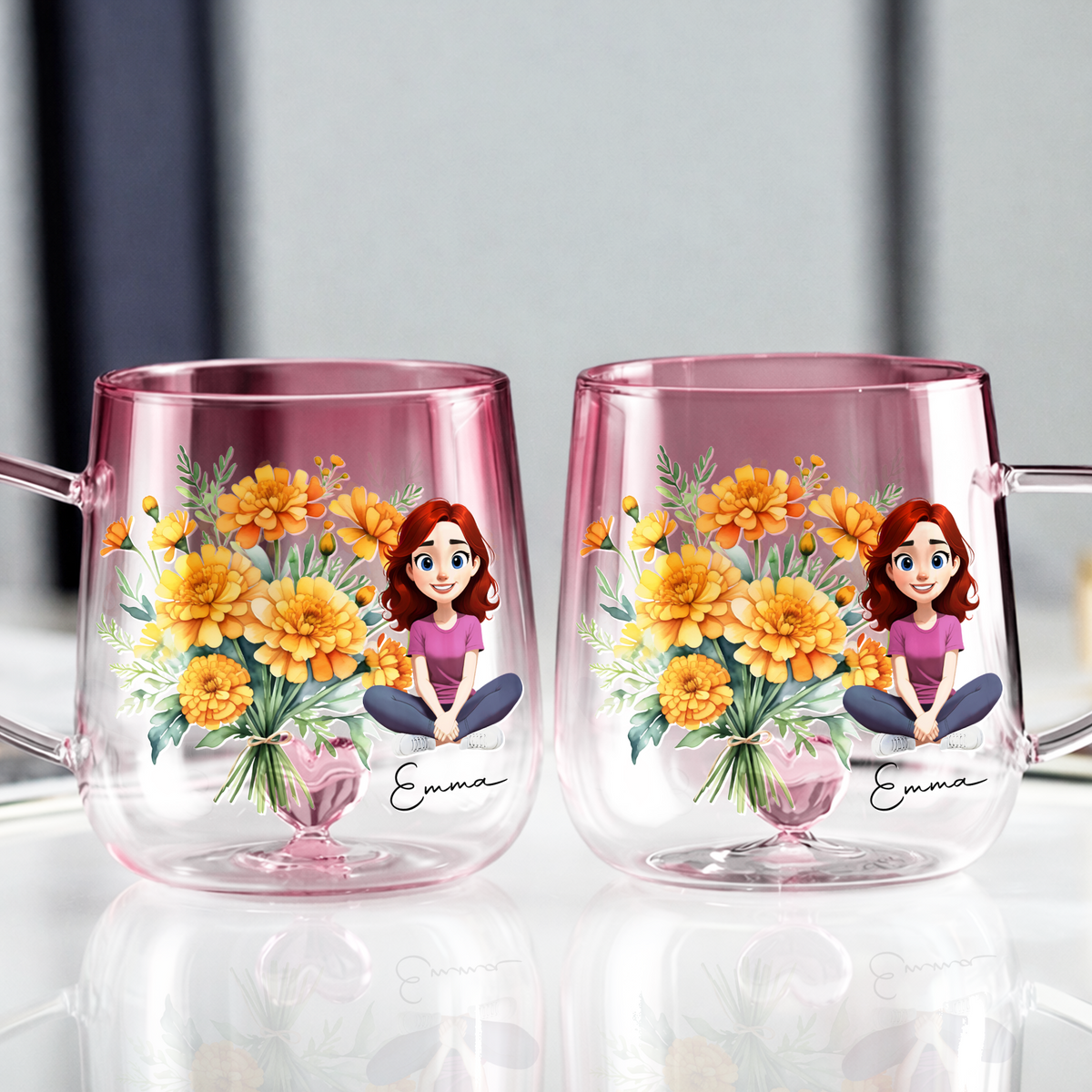 Personalized You Are Beautiful Flower Pink Gradient Glass Mug - Gift For Mom, Sister, Grandma, Mother's Day HO82 901752