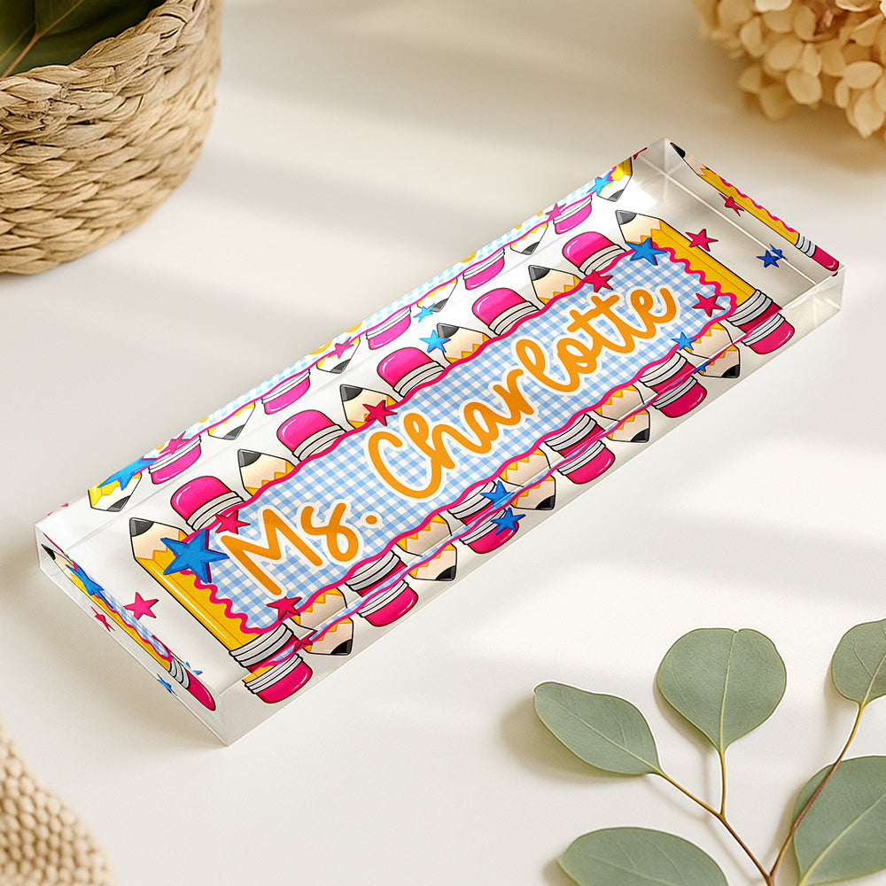 Personalized Teacher Acrylic Desk Name Plate Back to School Teacher Gift CH07 180026
