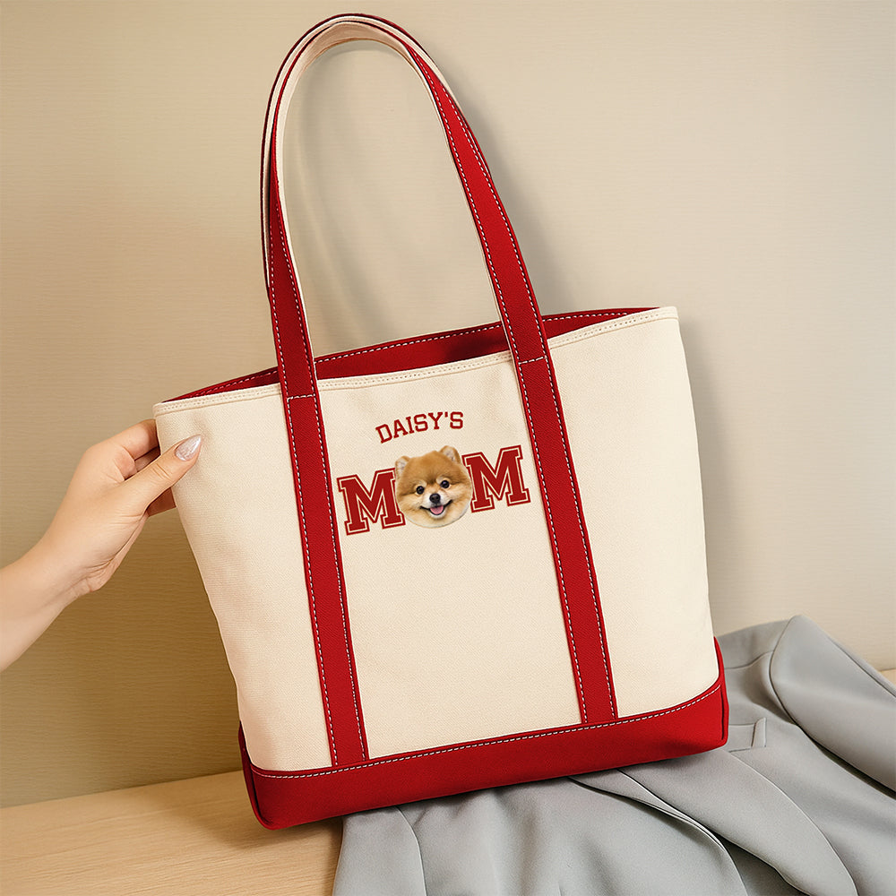 Custom Photo Dog Cat Mom Printed Monogram Beach Bag, Gift For Mother's Day, Dog Mom HO82 902014
